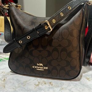 Coach Signature Black and Brown Crossbody Bag